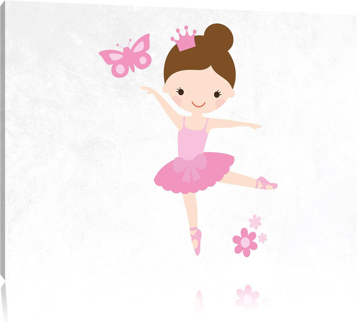 Pixxprint Ballerina Schmetterling Blumen als Leinwandbild/Grösse: 100x70 / Wandbild/Kunstdruck/ferti