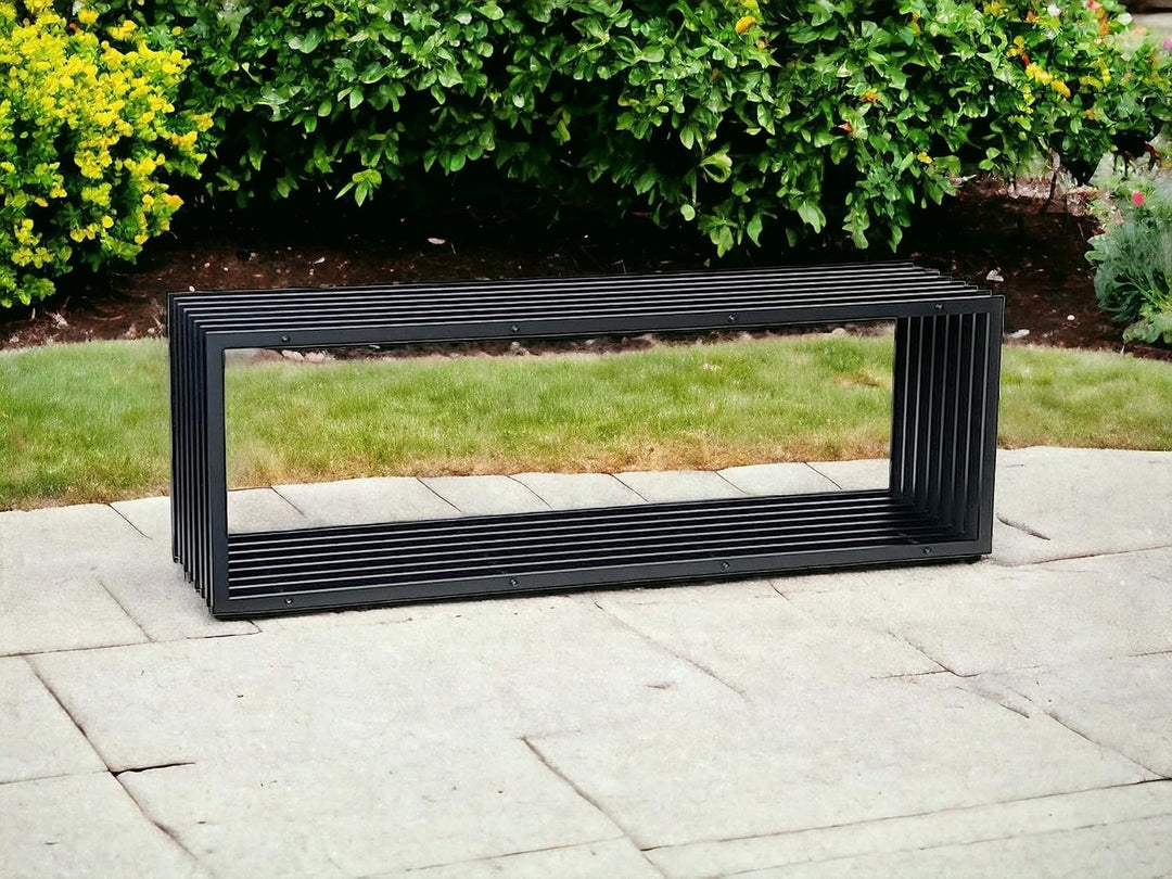 DanDiBo Gartenbank Metall Schwarz Wetterfest Massiv 150 cm Sitzbank Modern 96430 Parkbank Eisen Lame