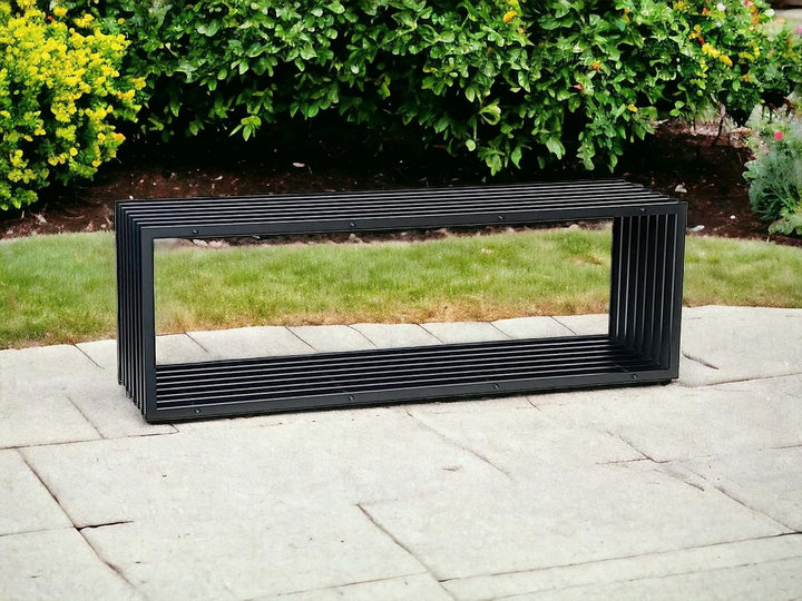 DanDiBo Gartenbank Metall Schwarz Wetterfest Massiv 150 cm Sitzbank Modern 96430 Parkbank Eisen Lame