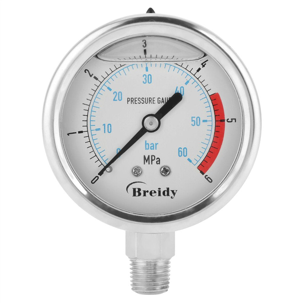 Luft Druckanzeige 0-60Bar / 0-6Mpa 60mm Zifferblatt Luft hydraulisch Wasser Druckanzeige Manometer M