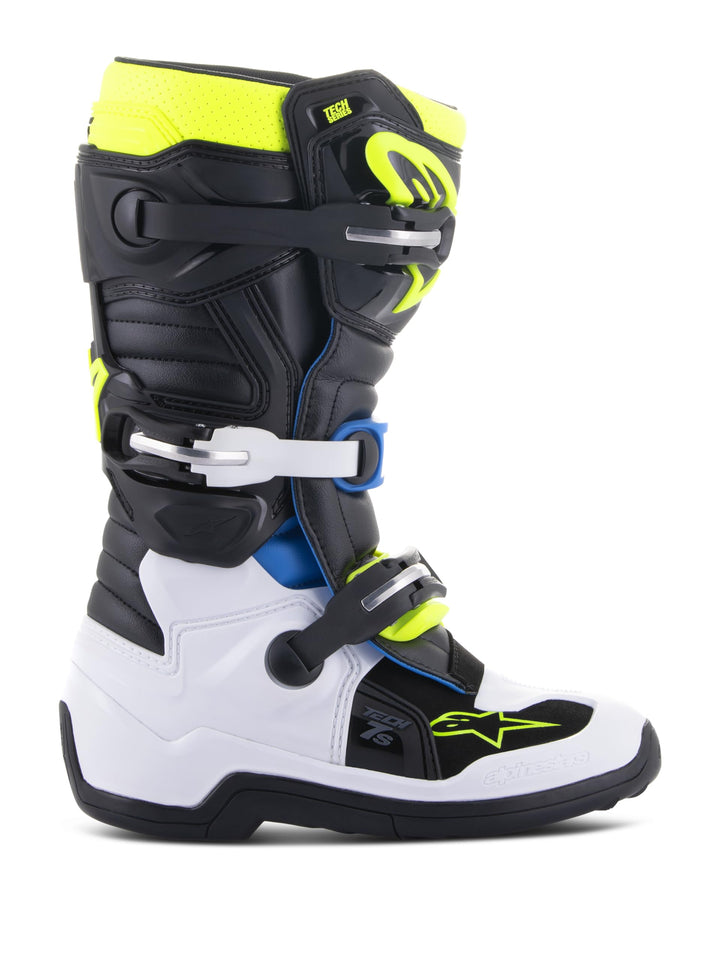 Alpinestars Kids Motocross-Stiefel Tech 7 S Dunkelgrau/Rot Fluo/Gelb Fluo 38 EU Schwarz Blau Gelb, 3