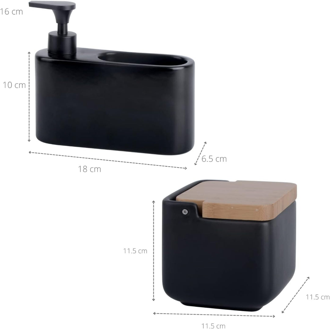 Zubehör-Set für Küche - inkl. 1 x Salzdose mit Deckel und 1 x seifenspender küche mit stauraum für w