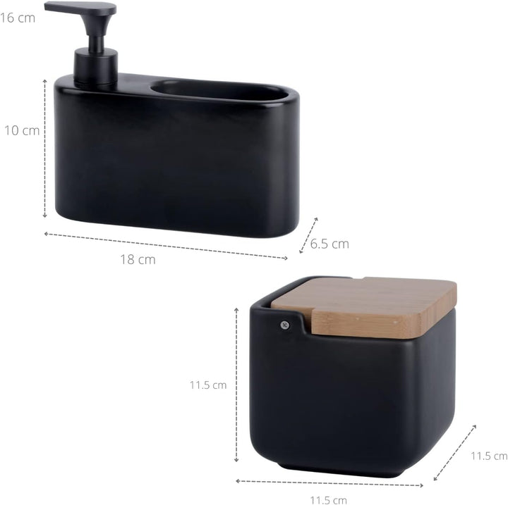 Zubehör-Set für Küche - inkl. 1 x Salzdose mit Deckel und 1 x seifenspender küche mit stauraum für w