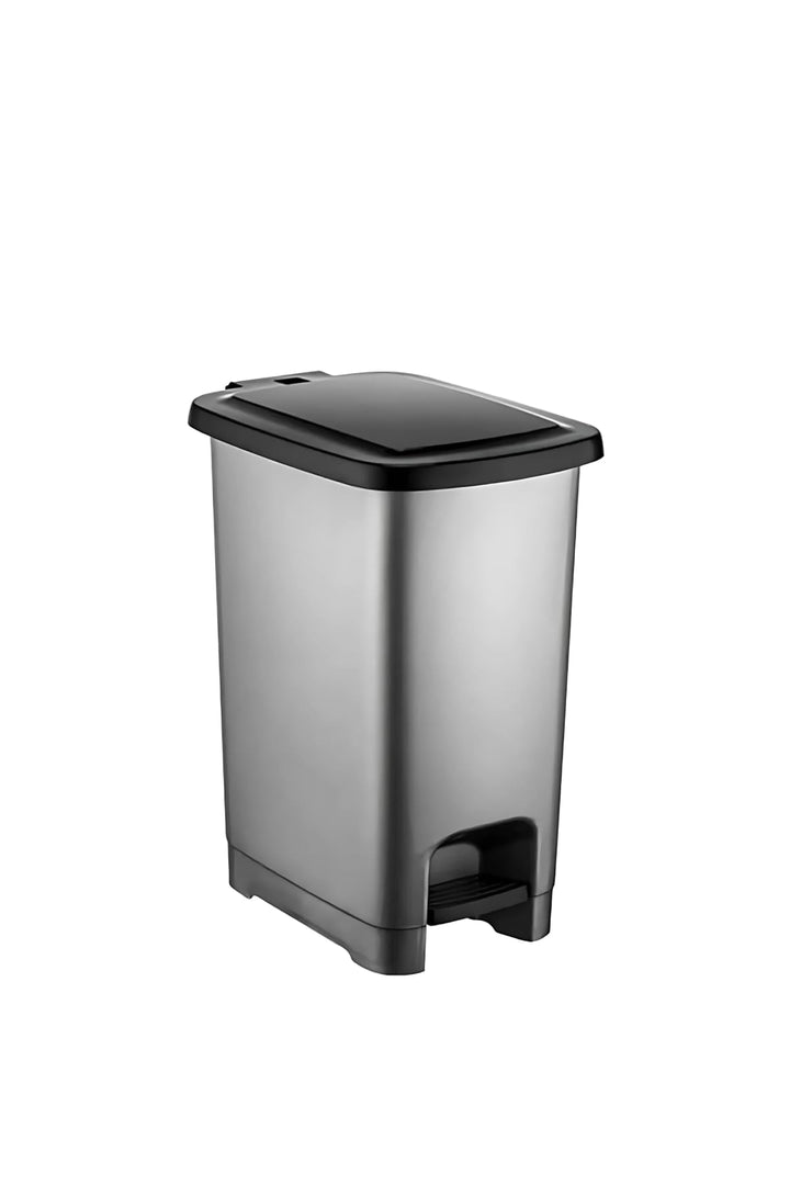 60L Tretmülleimer mit Deckel – BPA-frei, Slim Design, Anthrazit mit schwarzem Deckel, Fusspedal & Be