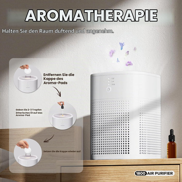MERONTE Luftreiniger für Schlafzimmer mit Aromatherapie, Weiss | Für HEPA Luftfilter, Ein Luftreinig