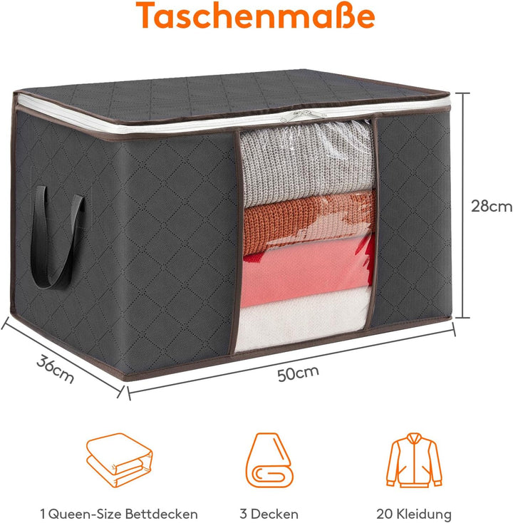 Lifewit 6 Stück Aufbewahrungstasche, Aufbewahrungsbox mit Deckel, 50L Kleiderschrank Organizer Faltb