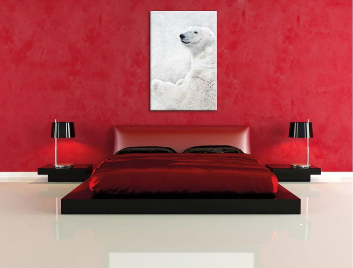 Stehender Eisbär, Format: 100x70 auf Leinwand, XXL riesige Bilder fertig gerahmt mit Keilrahmen, Kun