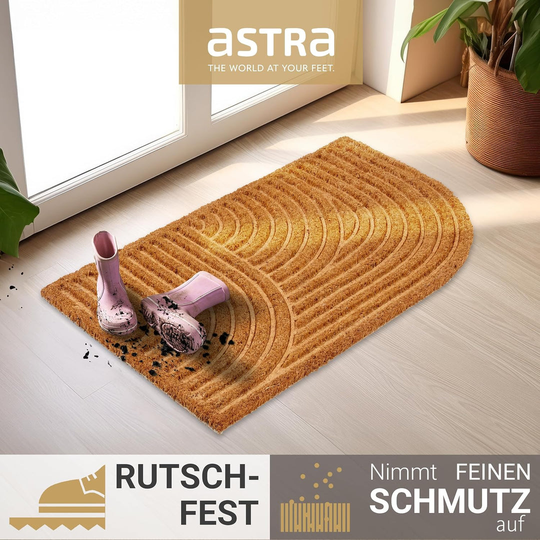 Moderne Fussmatte Haustür - Kokosmatte 2er Set 45x75cm Abgerundet Natur - rutschfeste Schmutzfangmat