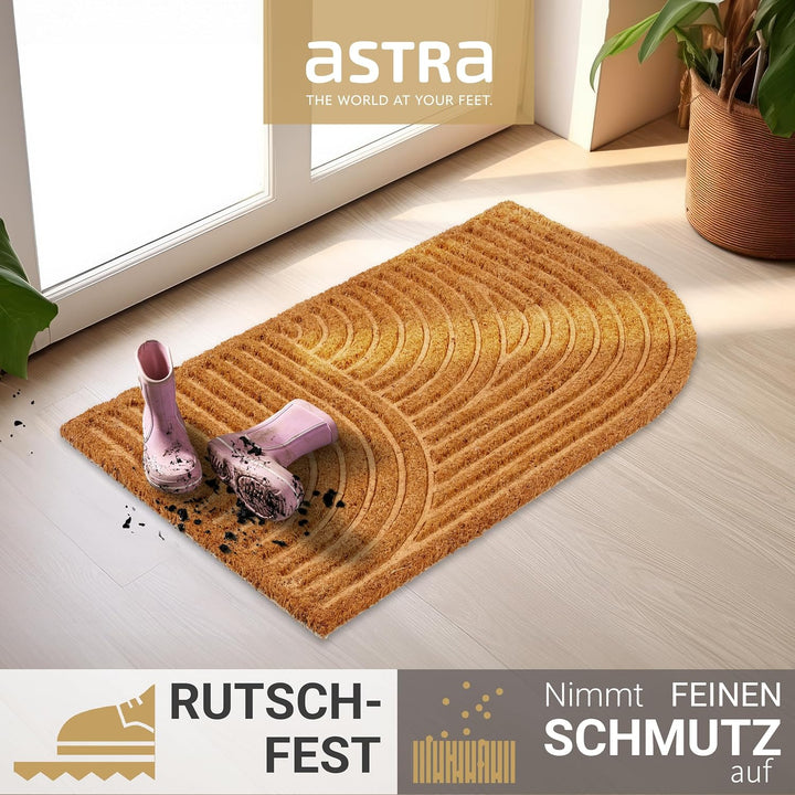 Moderne Fussmatte Haustür - Kokosmatte 2er Set 45x75cm Abgerundet Natur - rutschfeste Schmutzfangmat