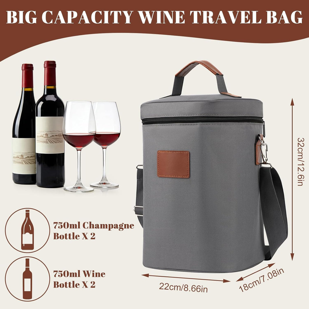 Kühltasche für 4 Flasche, Flaschenkühler für Unterwegs, Flaschentasche Isolierter Weintasche Biertas