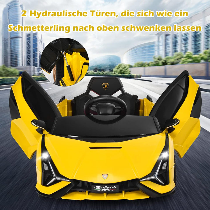 GOPLUS Kinder Elektroauto Lamborghini mit Fernbedienung, Kinderfahrzeug, Bluetooth USB & TF-Karte Sc
