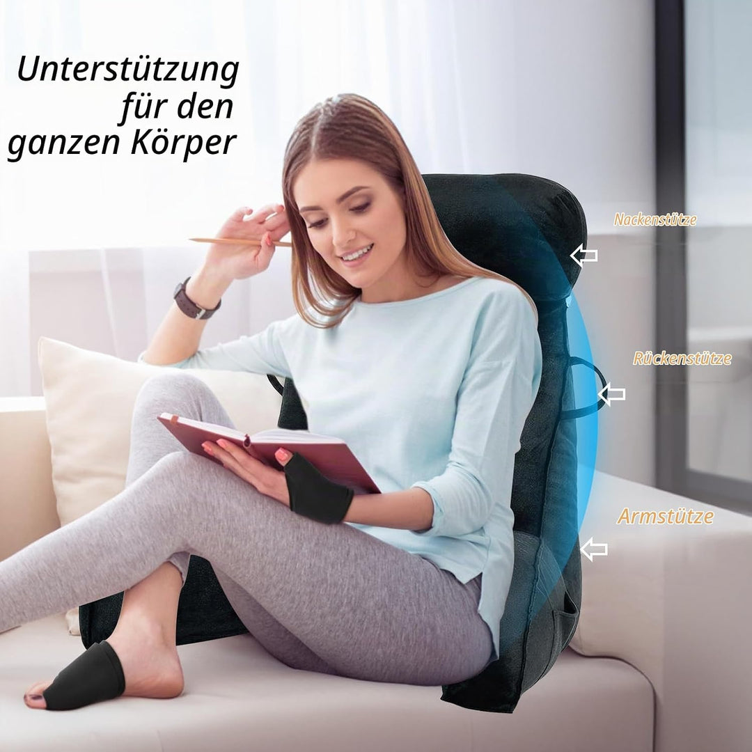 MINGPINHUIUS XL Lesekissen für Bett und Sofa mit Abnehmbarer Nackenrolle, Ideal Erwachsenen Rückenki