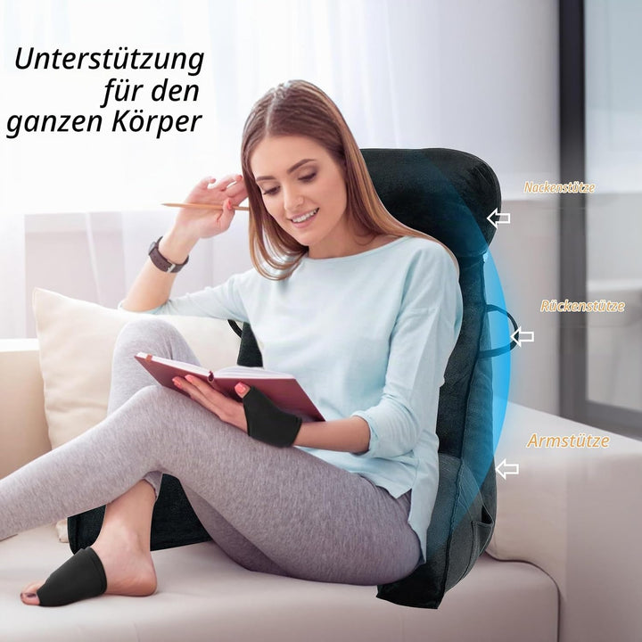 MINGPINHUIUS XL Lesekissen für Bett und Sofa mit Abnehmbarer Nackenrolle, Ideal Erwachsenen Rückenki