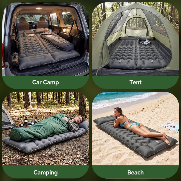 PHYSEN Camping Isomatte mit Aufblasbare & 360° Riemen – Wasserdicht Fusspumpe Luftmatratze für Outdo