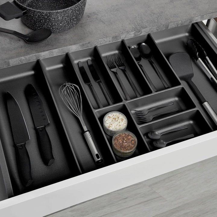 ORGA-BOX 2 Besteckeinsatz Tiefe: 461 x Breite: 809 mm anthrazit mit Canvas Struktur für 90er Nobilia