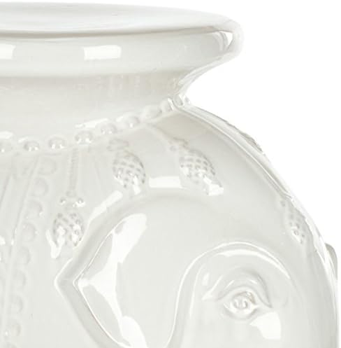 Safavieh Gartenhocker für Innen/Draussen, Glasierte Keramik, weissgrau, 50 x 36 x 42.67 cm Weissgrau