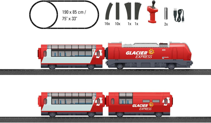 Märklin My World 29348 - Startpackung Glacier Express, akkubetrieben, mit USB Ladekabel und Magnetku