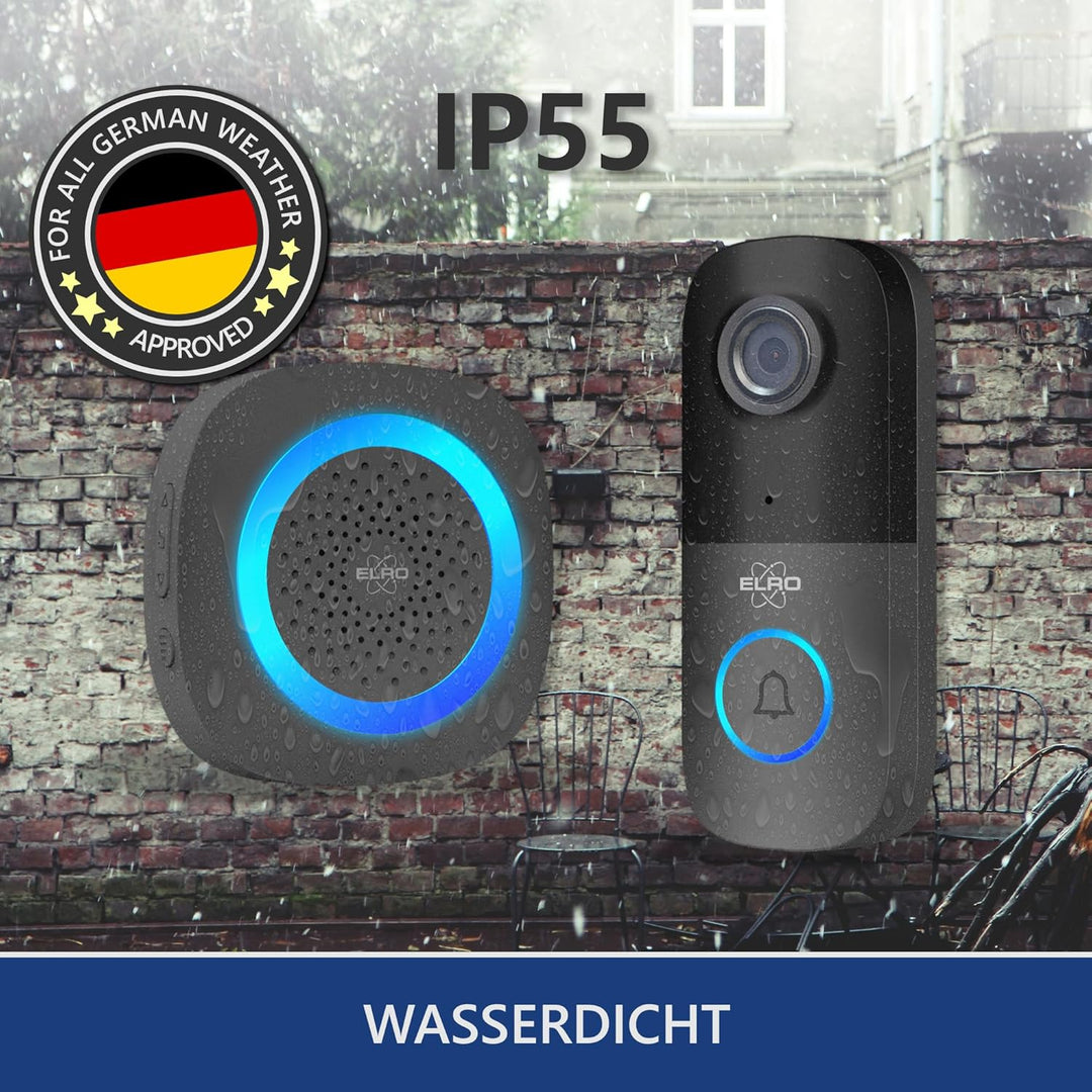ELRO DV2000IP WLAN IP Video Türklingel – mit Innenmodul – 1080P Full HD – IP55 Wasserfest