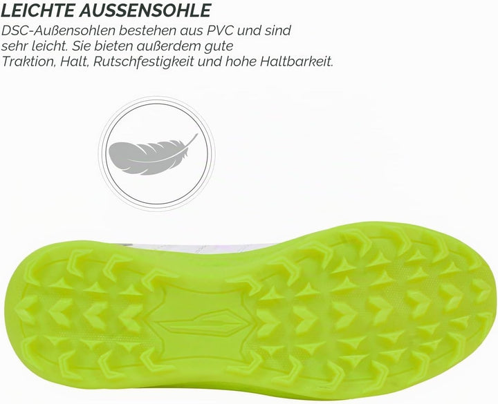 DSC Beamer Cricket Shoes | for Boys and Men | Light Weight | Durable Fluro Yellow White 36 EU, Fluro