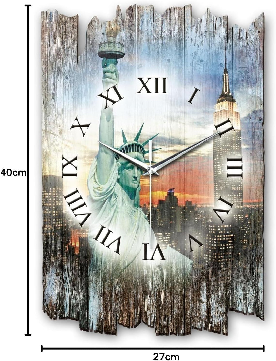 Kreative Feder New York Landhaus Shabby Style Designer Wanduhr Quarzuhr aus Holz *Made in Germany le