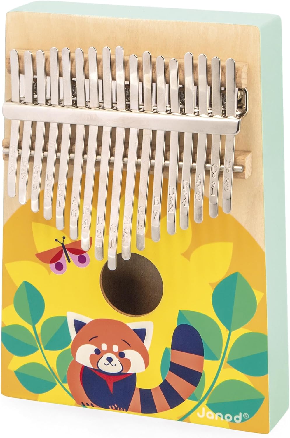 Janod - Holz Kalimba - Musikalische Früherziehung und Imitation - 17 Metallschlüssel - Kalimba für K