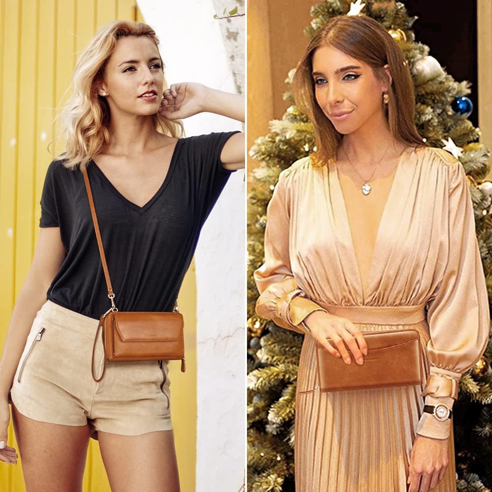 nuoku Geldbörse Damen mit RFID, Kleine Portemonnaie Damen mit Kreditkarten Etuis, Handytasche zum Um