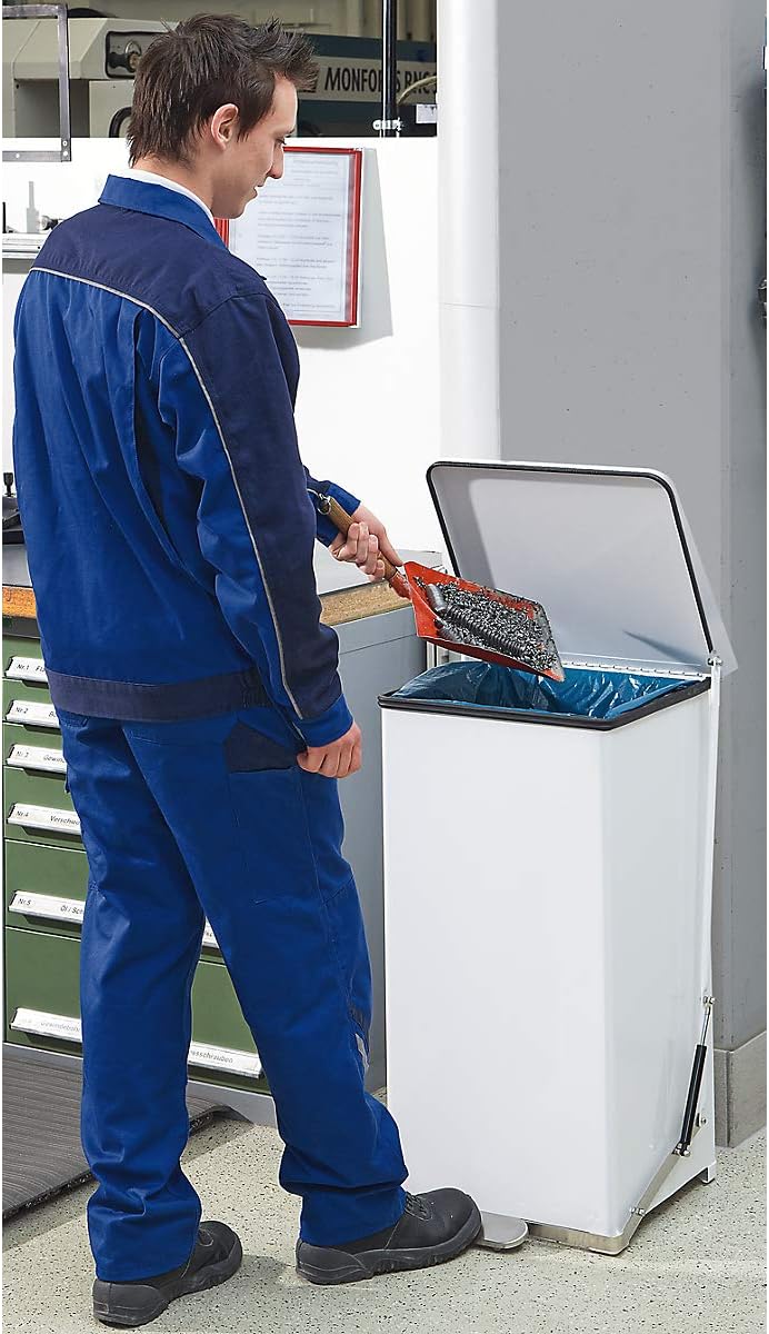 kaiserkraft | Industrie-Treteimer | Stahlblech | weiss RAL 9016 | Volumen 90 l | HxBxT 770 x 445 x 4