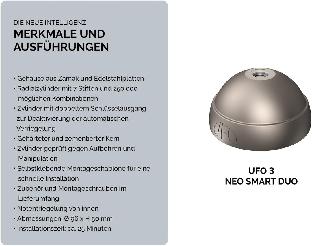 UFO MERONI SERRATURE - Ufo3 Smart Duo Sicherheitsschloss Transporter, Einbruchschutz Wohnmobil für L