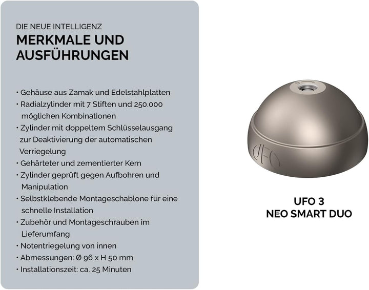 UFO MERONI SERRATURE - Ufo3 Smart Duo Sicherheitsschloss Transporter, Einbruchschutz Wohnmobil für L