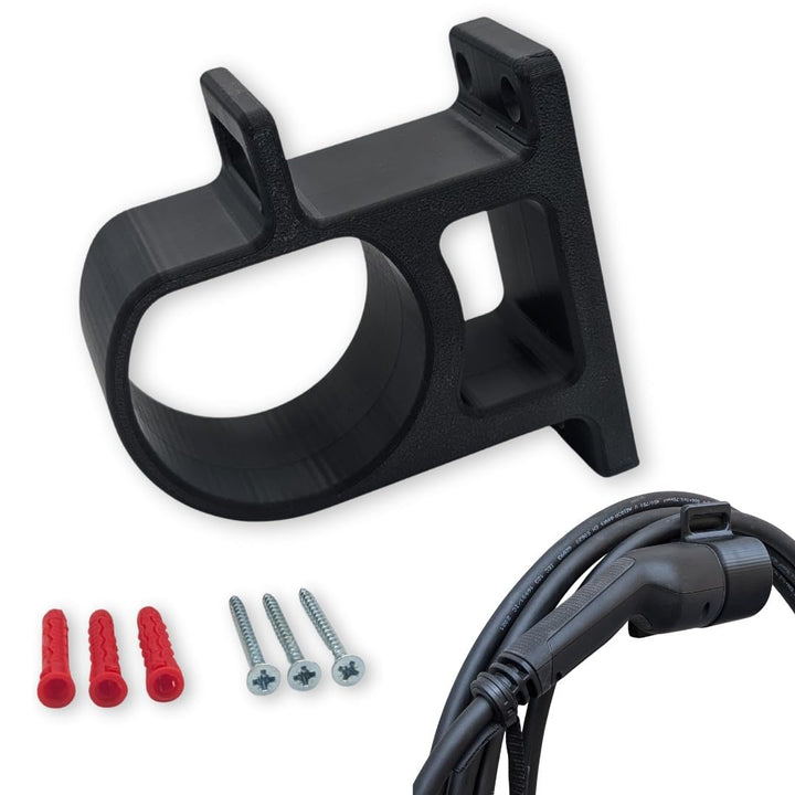 Wandhalterung Typ 2 Ladekabel seitlich | EV Steckerhalter mit Kabelhalter | Made in Germany | wetter