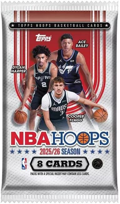2025-26 Topps NBA-Hoops Basketball-Sammelkarte, Vorteilsbox, 7 Packungen pro Box