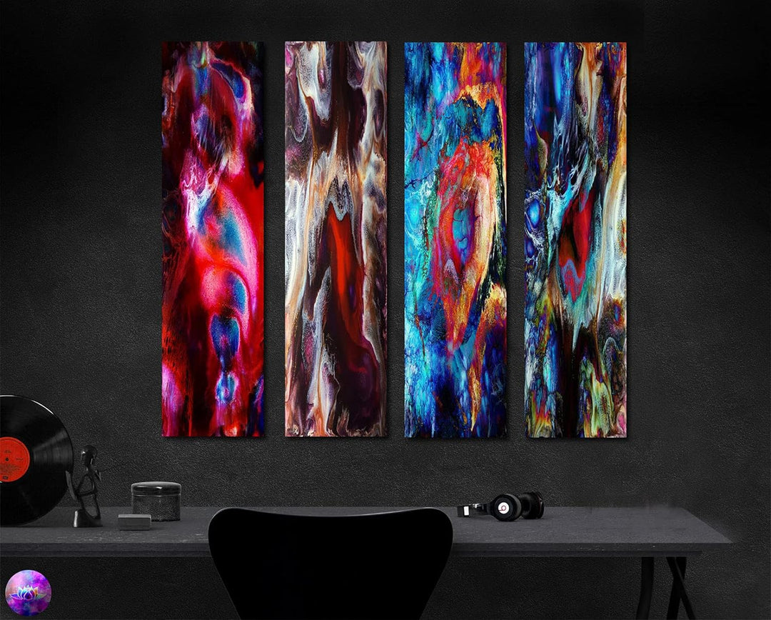 Bild auf Metall - 25 cm x 100 cm Moderne Kunst abstrakt - Kunstdruck auf leuchtend glänzenden Alumin