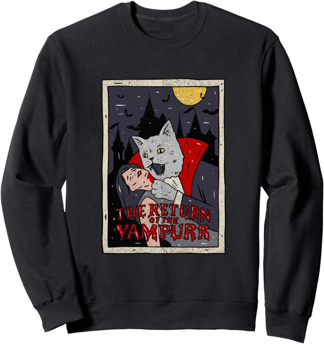 Vintage Horror Movie Vampire Cat Gothic Satanic Occult Sweatshirt