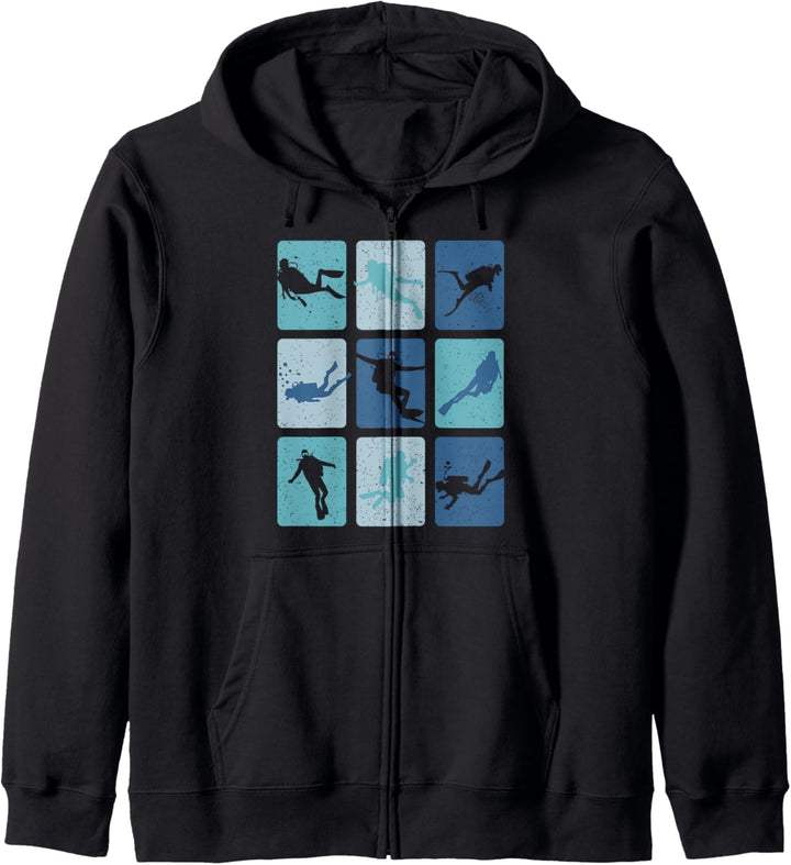 Retro Taucher Scuba Tauchen Vintage Diver Diving Ocean Kapuzenjacke