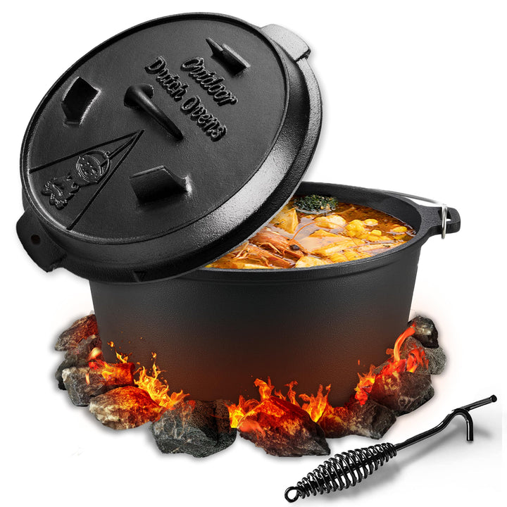 Dutch Oven,Dutch Oven 9 liter, Dutch Oven Double Function,Pre-Seasoned Dutch Oven Set,Gusseisen Dutc