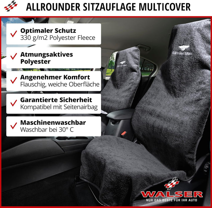 Walser Sitzaufleger Multicover, universal Auto-Sitzauflage, waschbarer Autositz-Überwurf grau, Grau