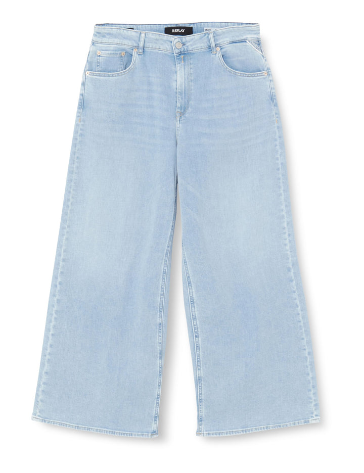 Replay Damen Jeans Umath Wide Leg Fit aus Comfort Denim 28W / 34L Light Blue 010, 28W / 34L Light Bl