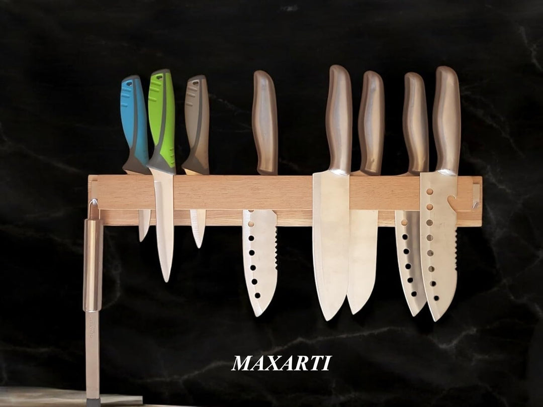 Maxarti Eiche Magnetisch Messerhalter Messerleiste Messerblock 45x6x4,5 cm besteht aus zwei Eichenho