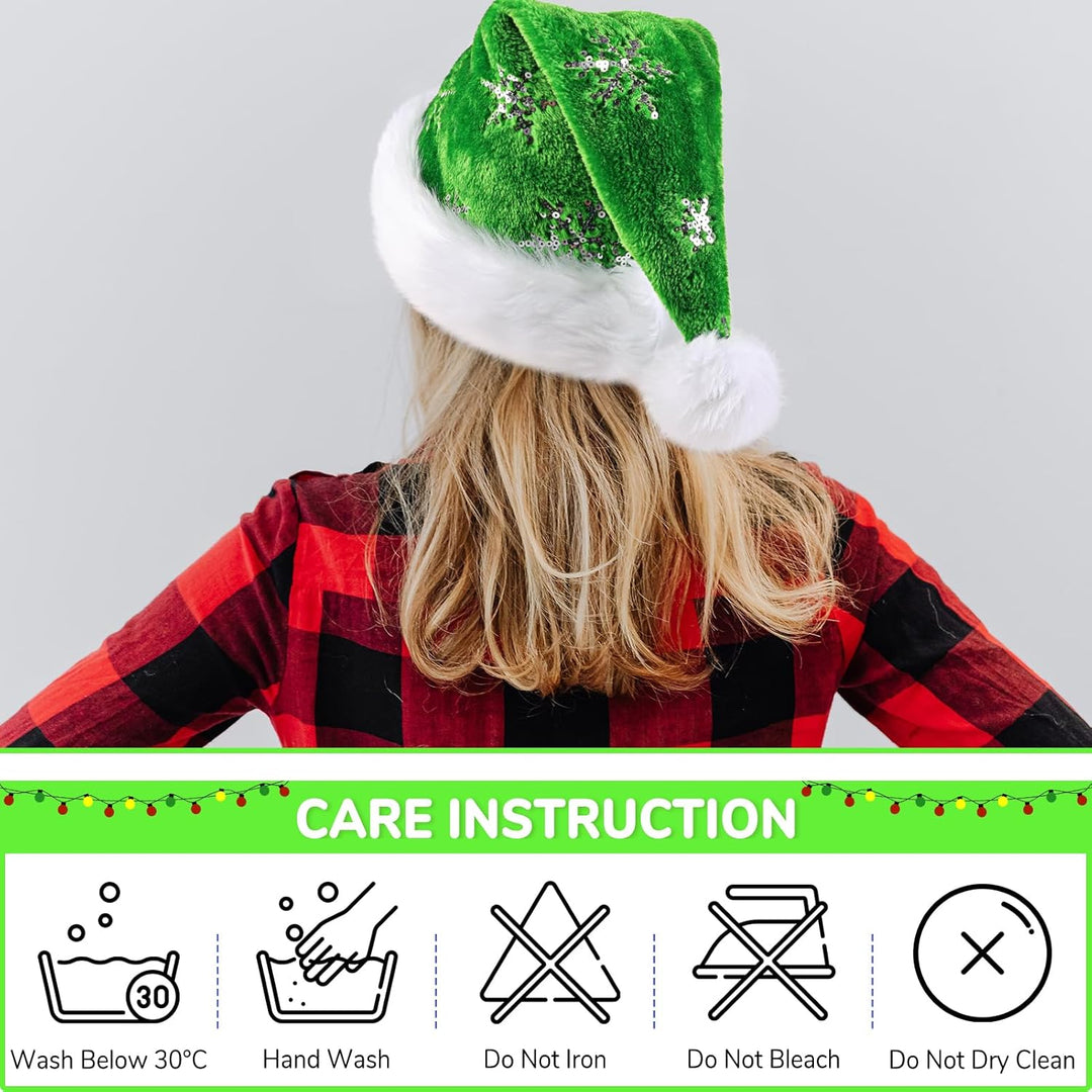 Weihnachtsmütze für Erwachsene, Deluxe Velours Nikolausmütze mit Soft Liner, Plüschkrempe Weihnachts