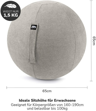 mokebo Stoff Sitzball Büro ergonomisch 'Der Sportliche' Gymnastikball Schwangerschaft mit Pumpe, Pez