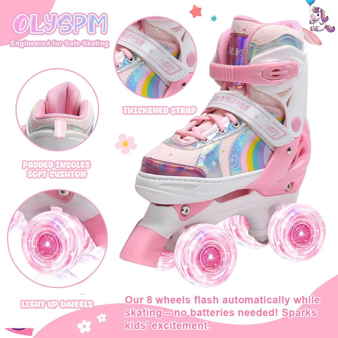 Rollschuhe Kinder Rollschuhe Verstellbar Rollschuhe Damen,LED Rollschuhe und 4 Grössen verstellbar,R