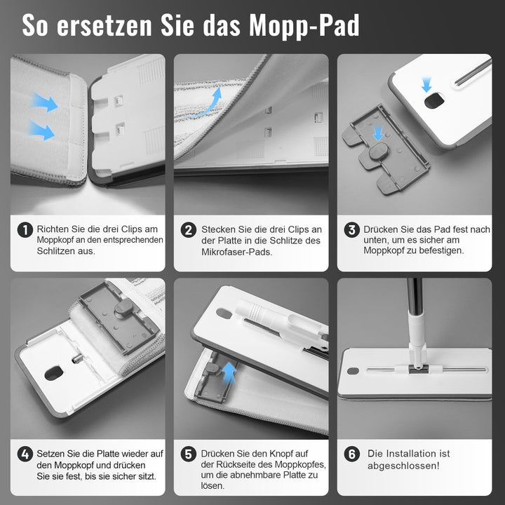 HoMettler wischmopp Set mit Eimer,Mopp mit klarem Wasser auswaschen,100% Trennung von Frisch und Sch