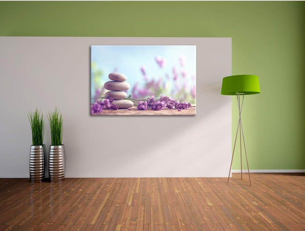 Lavendel Spa-Stillleben, Format: 100x70 auf Leinwand, XXL riesige Bilder fertig gerahmt mit Keilrahm
