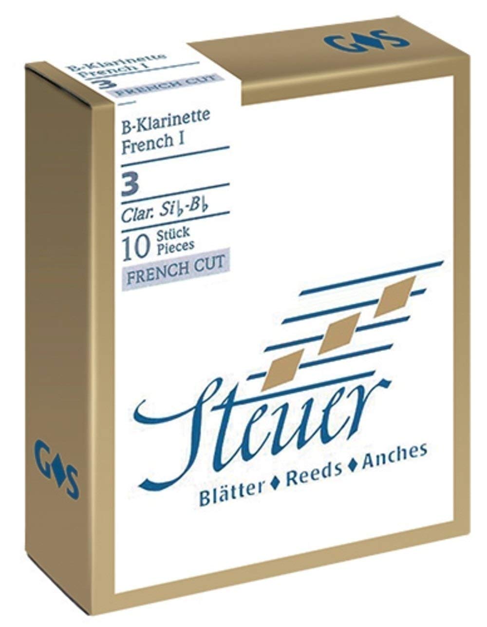 Steuer 738004 Blatt BB-Klarinette Solo White Line 3 französischer Schnitt 10er-Packung , 3 Bb-Klarin