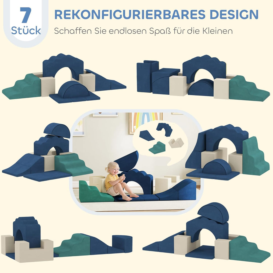 AIYAPLAY Kinder Schaumstoff Bausteine 7er Set Softbausteine Riesenbausteine Klettern Spielsofa Gross