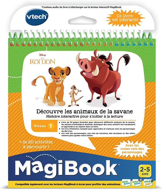 VTech – Buch MagiBook – Der König der Löwen – entdeckt die Tiere der Savanne – Lernbuch / Buch 2-5 J
