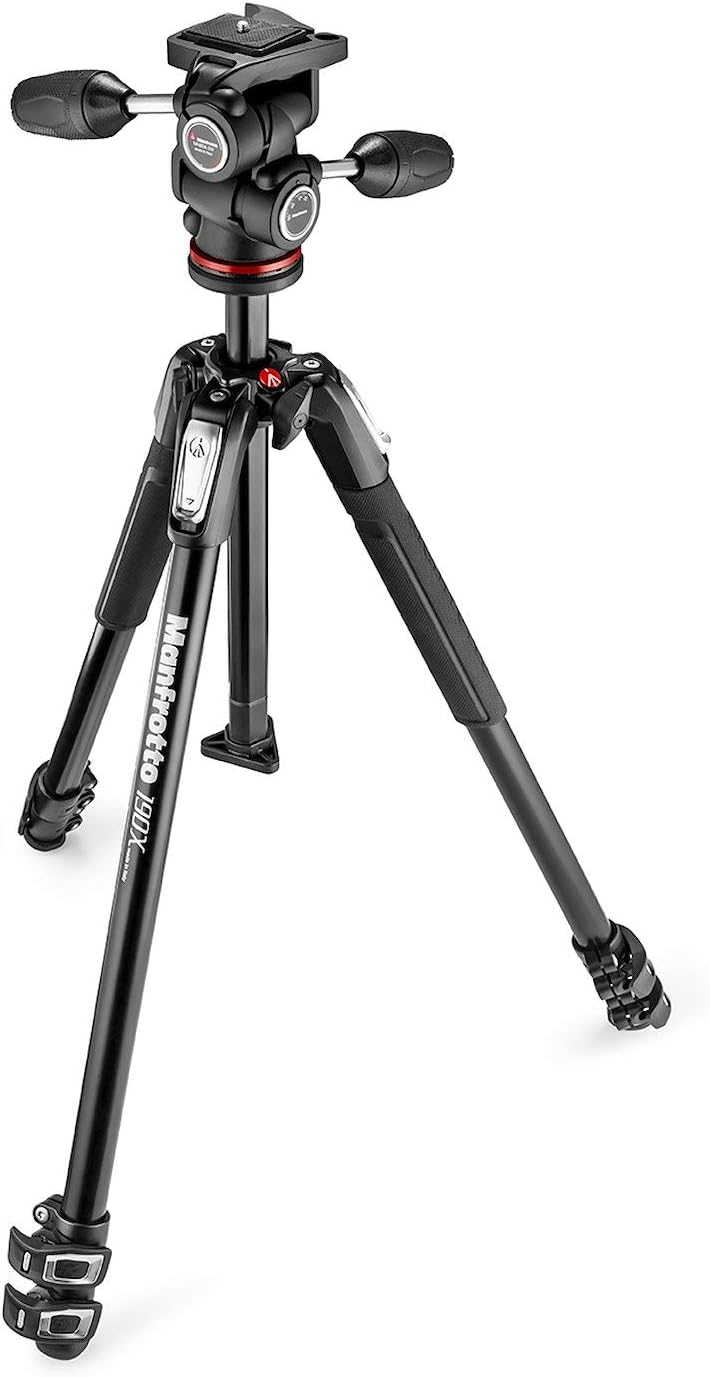 Manfrotto MK190 X 3–3 W1 + Kugelkopf für Kamera Stativ schwarz 3-Wege-Neiger, 3-Wege-Neiger