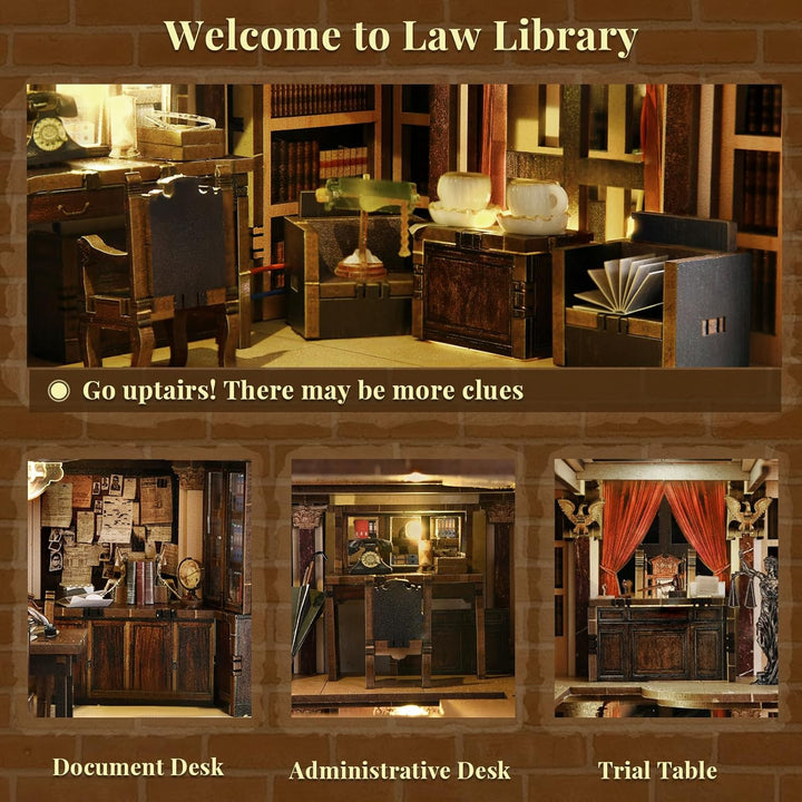 MiniCity Book Nook Kit, 3D Holzpuzzle Bücherstütze Bücherregal für Jugendliche und Erwachsene (Law L