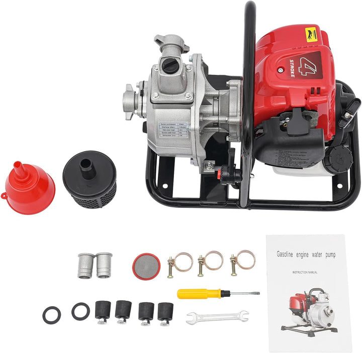 Benzin Wasserpumpe 4 Takt Tragbare Gartenpumpe 1.2KW Viertakt Teichpumpe für Gartenrasenbewässerung