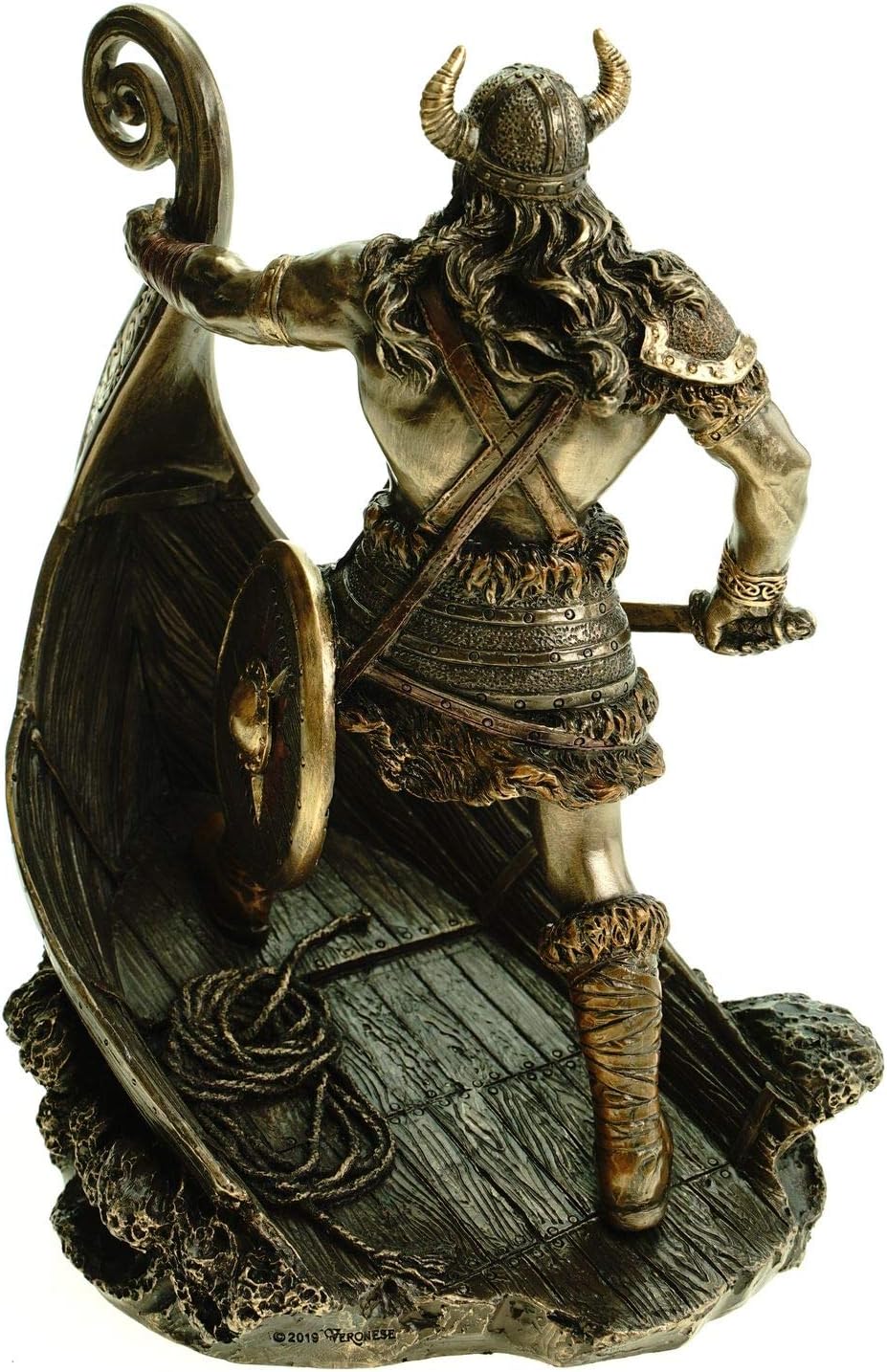 Veronese 708-7655 Figur Wikinger Steht am Bug seines Drachenschiffes 24 cm